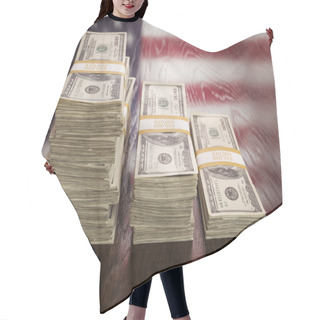 Personality  Thousands Of Dollars With Reflection Of American Flag On Table Hair Cutting Cape