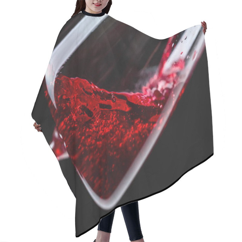 Personality  Red Wine Being Poured Into Wineglass. Hair Cutting Cape