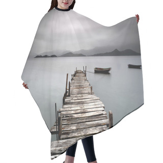 Personality  Wooden Peer With Boat Hair Cutting Cape
