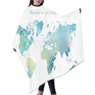 Personality  Watercolor World Map In Vector. Hair Cutting Cape