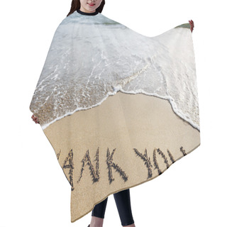 Personality  Thank You Word Drawn On The Beach Sand Hair Cutting Cape