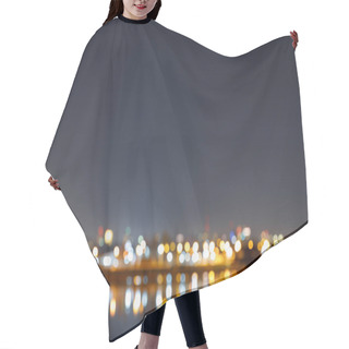 Personality  Dark Cityscape With Buildings, Bokeh Lights And River At Night Hair Cutting Cape
