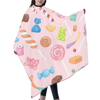Personality  Cartoon Sweet Bonbon Sweetmeats Candy Kids Food Sweets Mega Collection Seamless Pattern Background Hair Cutting Cape
