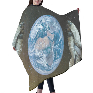 Personality  Caring For The Planet. Man In Astronaut Gloves Holding The Planet Earth In The Hands Against The Background Of The Galaxy. Elements Of This Image Furnished By NASA Hair Cutting Cape