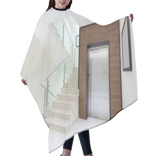 Personality  Elevator And Stairs In Modern Building Hair Cutting Cape