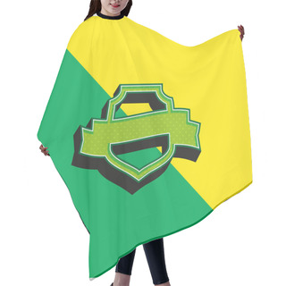Personality  Award Symbolic Shield With A Banner Green And Yellow Modern 3d Vector Icon Logo Hair Cutting Cape