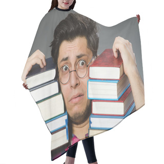 Personality  Funny Student With Many Books Hair Cutting Cape