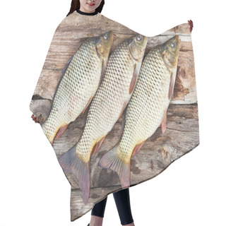 Personality  Carp Fish Over Old Wooden Plank Board Hair Cutting Cape