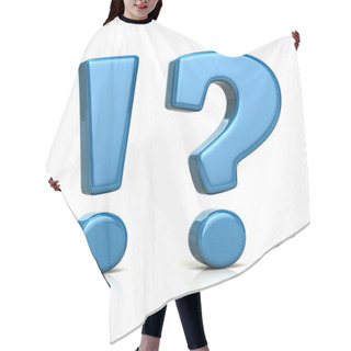 Personality  Blue Exclamation Mark And Question Mark Icon 3d Illustration Hair Cutting Cape