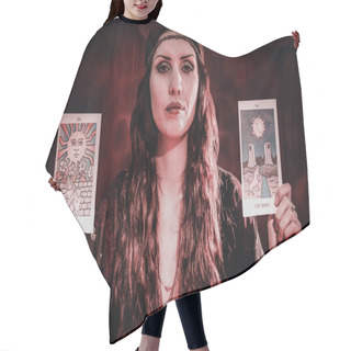 Personality  Portrait Of Fortune Teller Woman Hair Cutting Cape