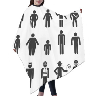 Personality  Set Of Male Pictograms That Represent Various Kinds Of People.  Hair Cutting Cape