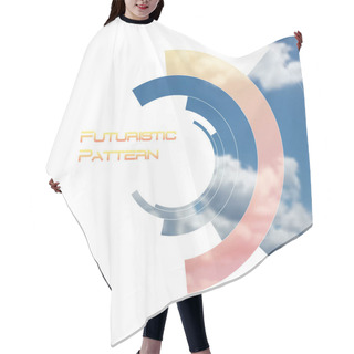 Personality  Circular Pattern, Circle Elements Forming Geometric Frame For Photo With Colorful Yellow Color Gradient Banner. Futuristic Design Vector Illustration Hair Cutting Cape