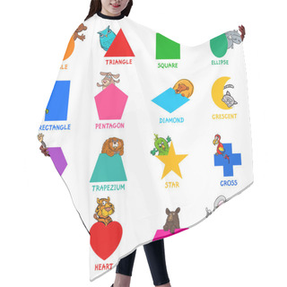 Personality  Geometric Shapes With Animal Characters Set Hair Cutting Cape