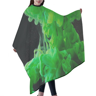 Personality  Close-up View Of Green Abstract Flowing Paint On Black Background     Hair Cutting Cape