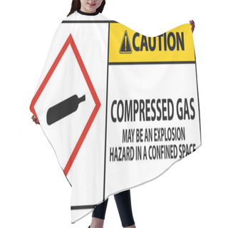 Personality  Caution Compressed Gas GHS Sign On White Background Hair Cutting Cape