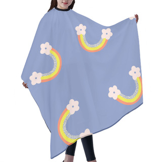 Personality  Childish Rainbow With Flower Clouds Vector Seamless Pattern Hair Cutting Cape