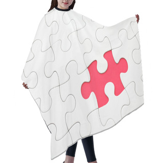 Personality  Missing Puzzle Piece In Red Color Hair Cutting Cape