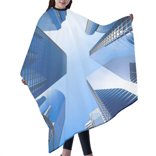 Personality  Blue Highrise Glass Skyscraper Street Low Angle Shot Hair Cutting Cape