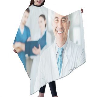 Personality  Confident Doctor At Hospital Posing Hair Cutting Cape