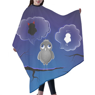 Personality  Funny Little Sparrow On A Branch Choose Good Or Evil Side Hair Cutting Cape