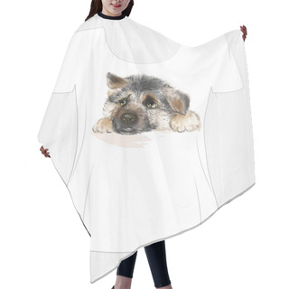 Personality  T-shirt Design  With Puppy German Shepherd . Design For Women's  Hair Cutting Cape