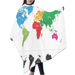Personality  Vector World Map With Colorful Continents Atlas - EPS Hair Cutting Cape