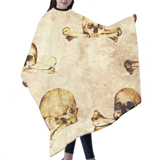 Personality  Seamless Grunge Halloween Background With Human Skulls Hair Cutting Cape