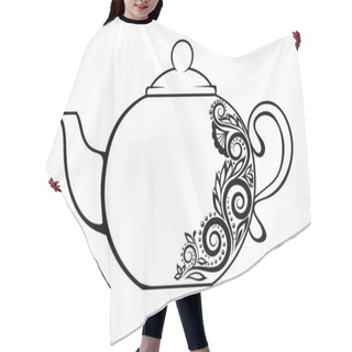 Personality  Beautiful Teapot, Decorated With Black And White Floral Ornament Hair Cutting Cape