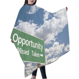 Personality  Opportunity Missed And Taken Green Road Sign And Clouds Hair Cutting Cape