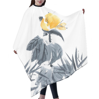 Personality  Lotus Bud And Bamboo. Flowers Illustration.. Hair Cutting Cape