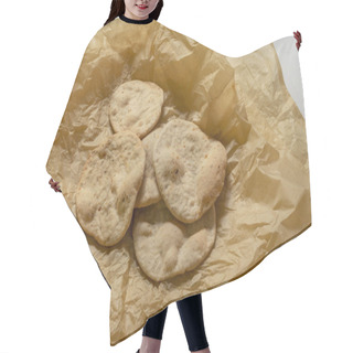 Personality  Bread Rolls Are On A Vintage Gold Background. Hair Cutting Cape