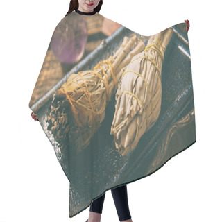 Personality  Man Burning White Sage Incense Hair Cutting Cape