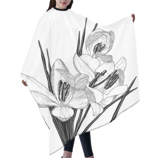 Personality  Sketch Of Blooming Crocus Flowers Hair Cutting Cape
