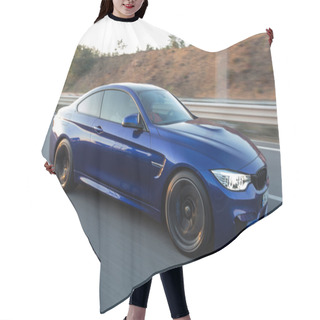 Personality  Blue Luxury Sport Coupe On The Road Hair Cutting Cape