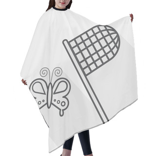 Personality  Butterfly Net Flat Icon With Long Shadow, Line Icon Hair Cutting Cape