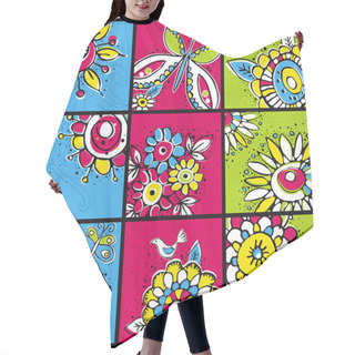 Personality  Hand Draw  Flowers In  Color Squares Hair Cutting Cape