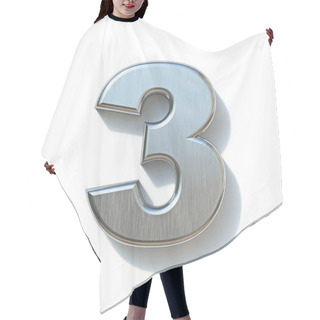 Personality  Brushed Metal Font Number 3 THREE 3D Hair Cutting Cape