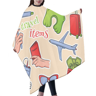 Personality  Travel Essentials Flying On An Airplane In A Cartoon Style Hair Cutting Cape