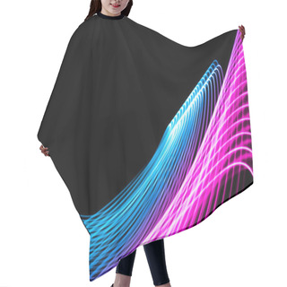 Personality  Abstract Rainbow Neon Glowing Crossing Lines Pattern. Dark  Background Of Colorful Neon Glowing Light Shapes Hair Cutting Cape