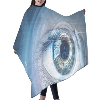 Personality  Eye Scanning. Concept Image Hair Cutting Cape