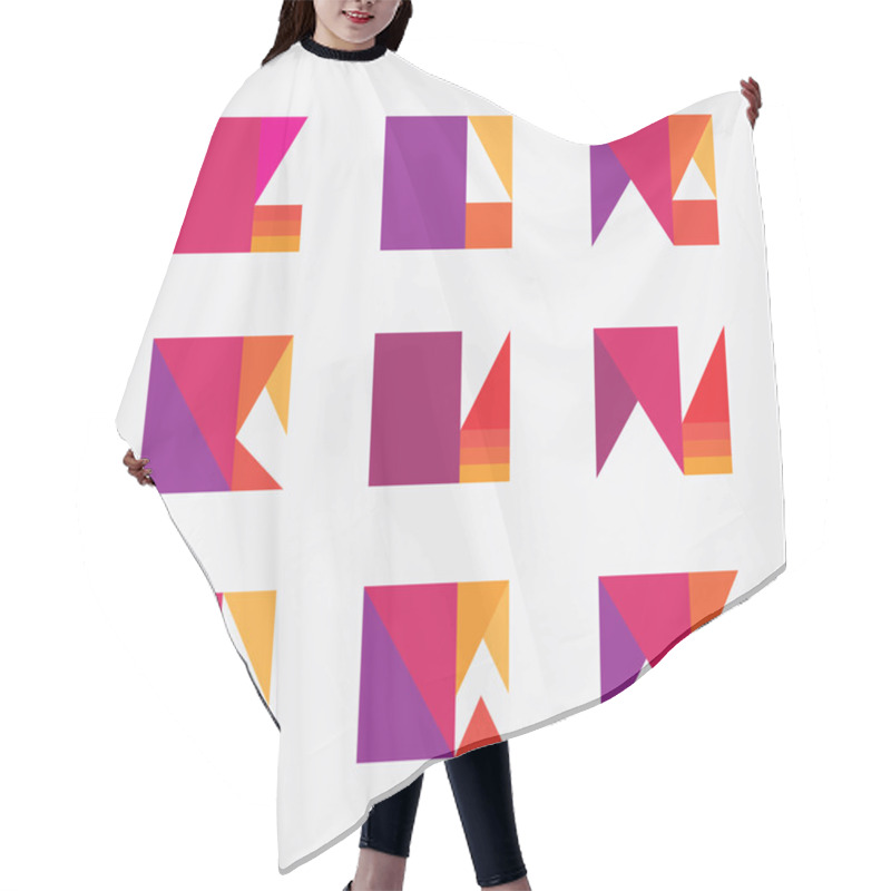 Personality  Abstract multicolored geometric logo icons hair cutting cape