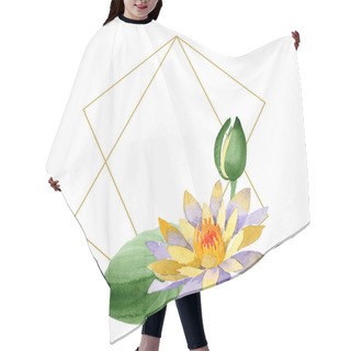 Personality  Yellow Lotus. Floral Botanical Flower. Wild Spring Leaf Wildflower Isolated. Watercolor Background Illustration Set. Watercolour Drawing Fashion Aquarelle Isolated. Frame Border Ornament Square. Hair Cutting Cape