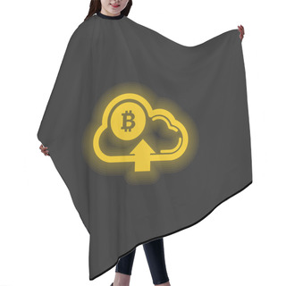 Personality  Bitcoin On Cloud With Up Arrow Symbol Yellow Glowing Neon Icon Hair Cutting Cape