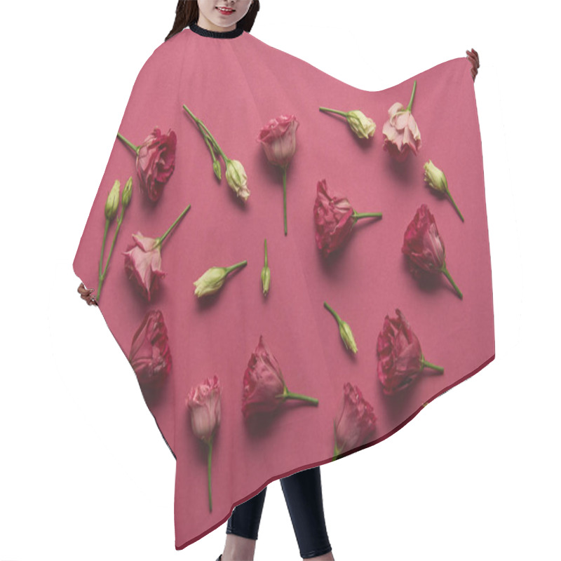 Personality  blooming white and pink flowers on ruby background  hair cutting cape