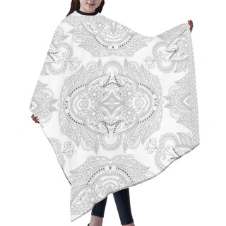 Personality  Coloring Book Square Page For Adults - Ethnic Floral Carpet Hair Cutting Cape