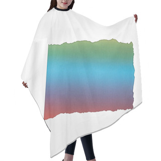 Personality  Ripped White Paper With Rolled Edge On Multicolored Background  Hair Cutting Cape