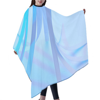Personality  Close Up View Of Curved Paper Stripes On Neon Blue Background Hair Cutting Cape
