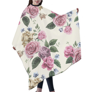 Personality  Floral Pattern With Pink Roses Hair Cutting Cape
