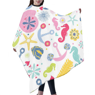 Personality  Sea Life Seamless Pattern Hair Cutting Cape