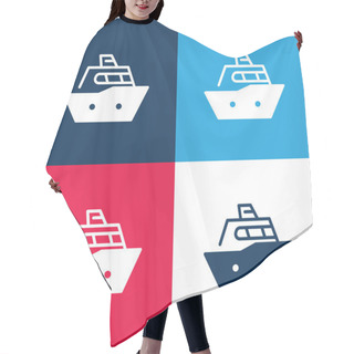 Personality  Boat Blue And Red Four Color Minimal Icon Set Hair Cutting Cape